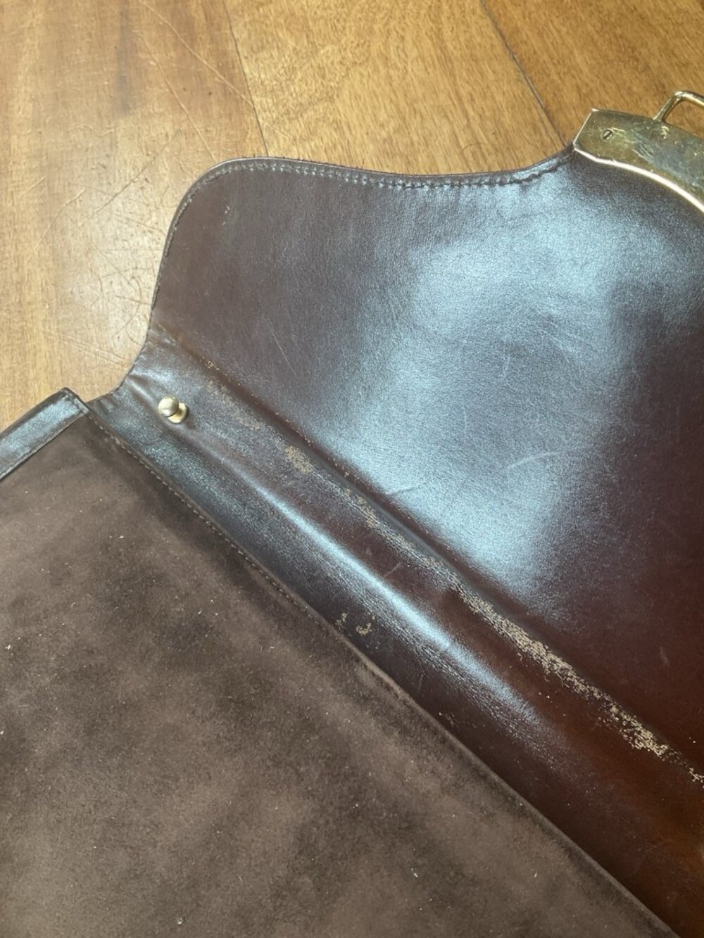RARE Salvatore Ferragamo Vintage Brown Suede And Leather Clutch *READ* See 📸 - Picture 15 of 16